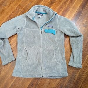 Patagonia Jacket Womens XSmall Gray Teal Fleece Full Zip ReTool Outdoor Casual